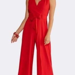Red crop jumpsuit